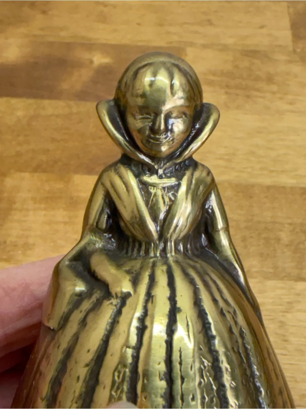 Vintage Solid Brass Crinoline Lady Bell Victorian Southern Belle Basket 3.25